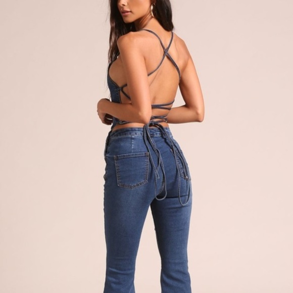 Open Back Overalls Jumpsuit - Picture 2 of 3